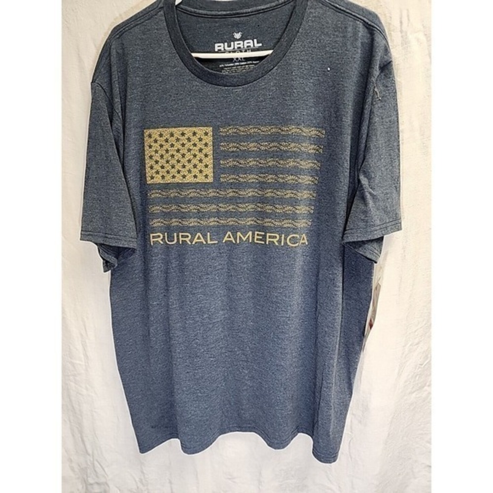 Rural Cloth Adult Short Sleeve‎ Rural America Flag T-Shirt Heather 2XL